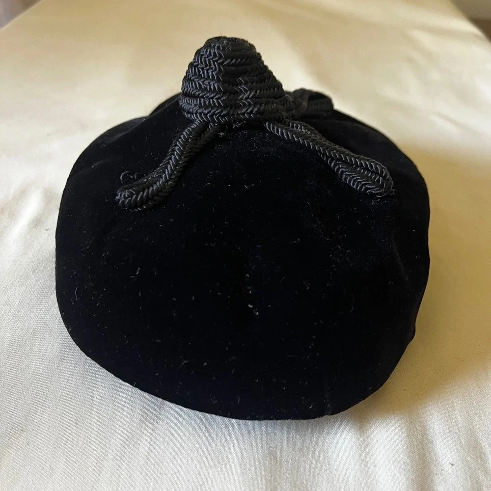 Vintage Debbie Black Velvet Fascinator Halo Hat Braided Knot Cocktail 1950s